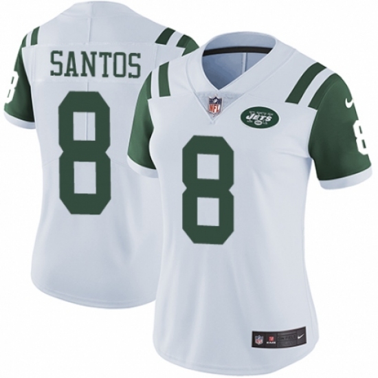 Women's Nike New York Jets 8 Cairo Santos White Vapor Untouchable Limited Player NFL Jersey