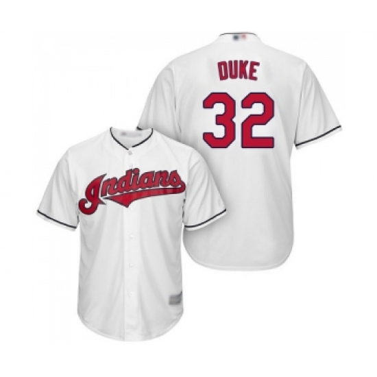Men's Cleveland Indians 32 Zach Duke Replica White Home Cool Base Baseball Jersey