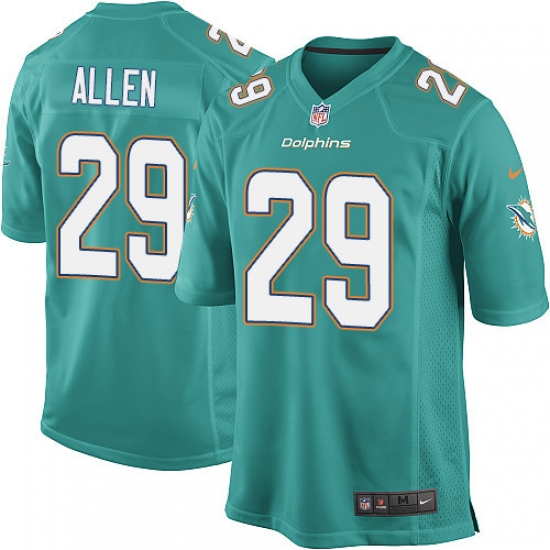 Men's Nike Miami Dolphins 29 Nate Allen Game Aqua Green Team Color NFL Jersey