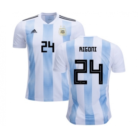 Argentina 24 Rigoni Home Kid Soccer Country Jersey