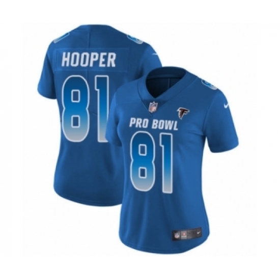Women's Atlanta Falcons 81 Austin Hooper Limited Royal Blue NFC 2019 Pro Bowl Football Jersey