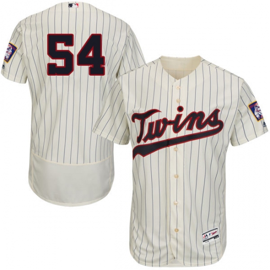 Men's Majestic Minnesota Twins 54 Ervin Santana Authentic Cream Alternate Flex Base Authentic Collection MLB Jersey