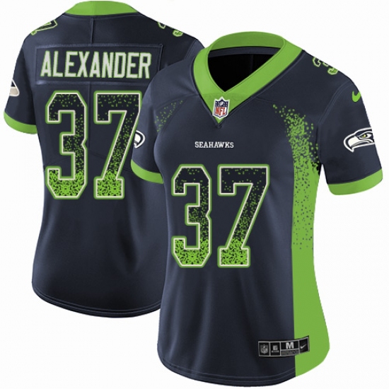 Women's Nike Seattle Seahawks 37 Shaun Alexander Limited Navy Blue Rush Drift Fashion NFL Jersey