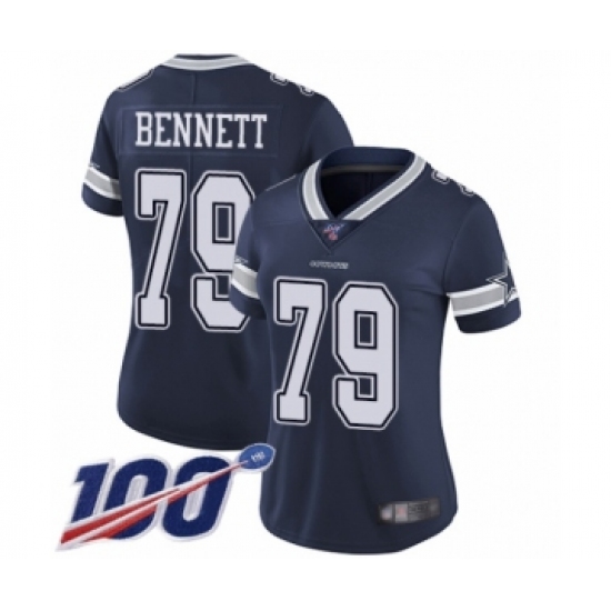 Women's Dallas Cowboys 79 Michael Bennett Navy Blue Team Color Vapor Untouchable Limited Player 100th Season Football Jersey