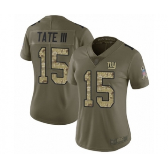 Women's New York Giants 15 Golden Tate III Limited Olive Camo 2017 Salute to Service Football Jersey