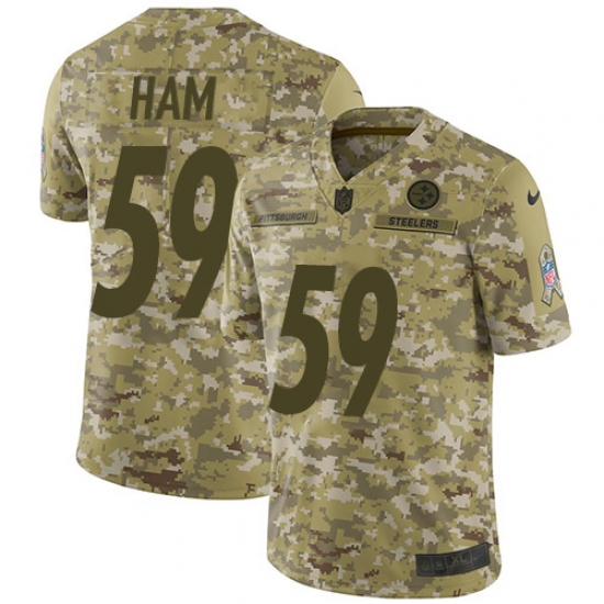 Youth Nike Pittsburgh Steelers 59 Jack Ham Limited Camo 2018 Salute to Service NFL Jersey