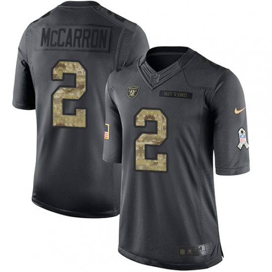 Youth Nike Oakland Raiders 2 AJ McCarron Limited Black 2016 Salute to Service NFL Jersey