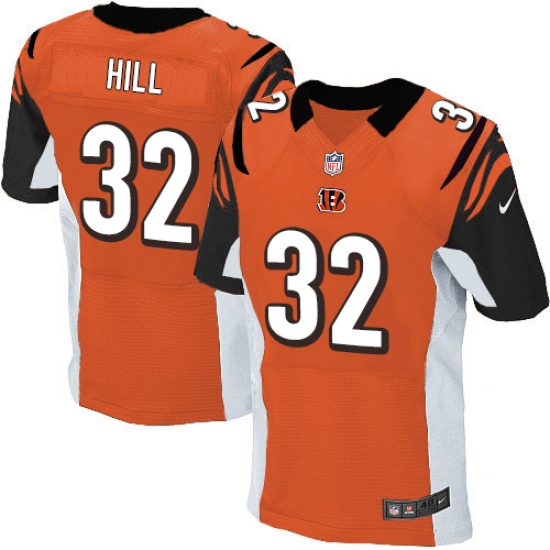 Men's Nike Cincinnati Bengals 32 Jeremy Hill Elite Orange Alternate NFL Jersey