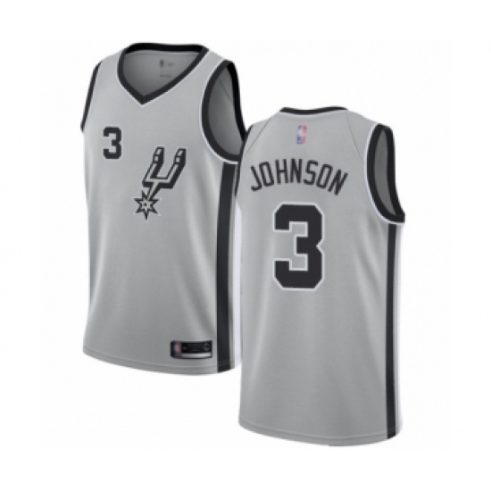 Men's San Antonio Spurs 3 Keldon Johnson Authentic Silver Basketball Jersey Statement Edition