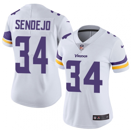 Women's Nike Minnesota Vikings 34 Andrew Sendejo White Vapor Untouchable Limited Player NFL Jersey