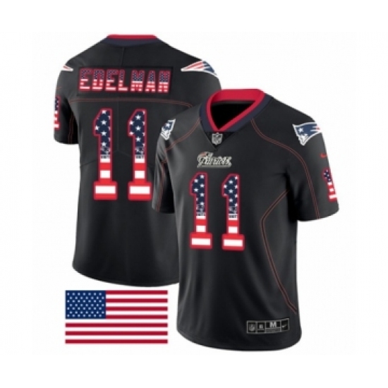 Men's Nike New England Patriots 11 Julian Edelman Limited Black Rush USA Flag NFL Jersey