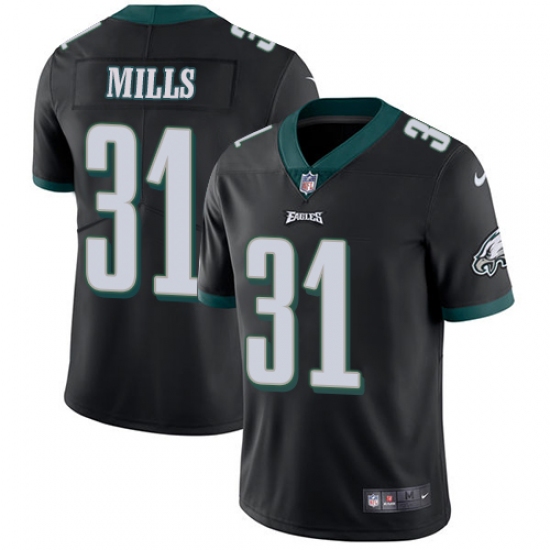 Men's Nike Philadelphia Eagles 31 Jalen Mills Black Alternate Vapor Untouchable Limited Player NFL Jersey