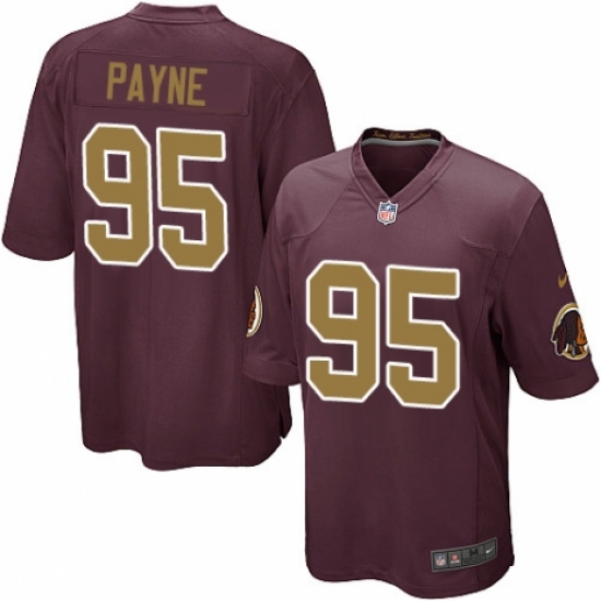 Men's Nike Washington Redskins 95 Da'Ron Payne Game Burgundy Red Gold Number Alternate 80TH Anniversary NFL Jersey