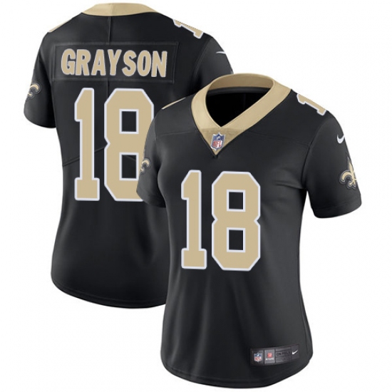 Women's Nike New Orleans Saints 18 Garrett Grayson Black Team Color Vapor Untouchable Limited Player NFL Jersey