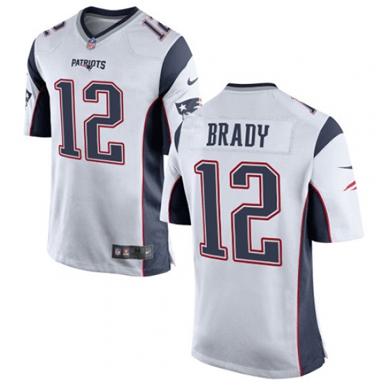 Men's Nike New England Patriots 12 Tom Brady Game White NFL Jersey