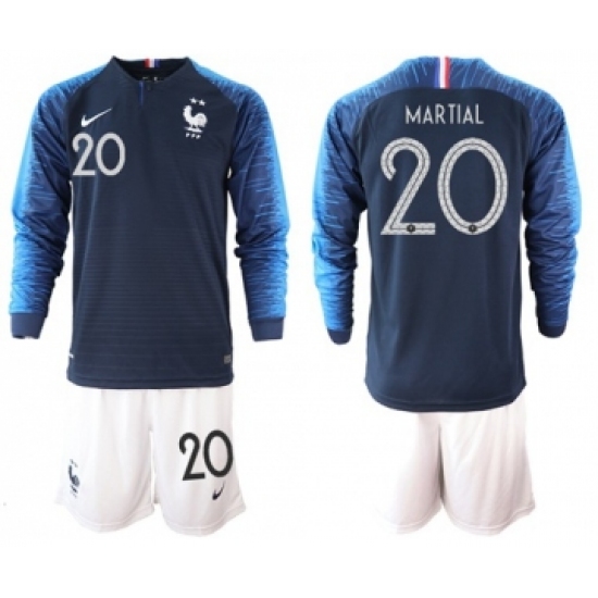 France 20 Martial Home Long Sleeves Soccer Country Jersey
