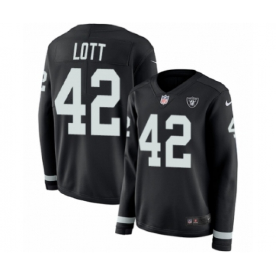 Women's Nike Oakland Raiders 42 Ronnie Lott Limited Black Therma Long Sleeve NFL Jersey