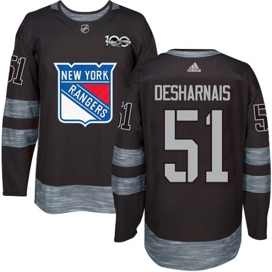 Men's Adidas New York Rangers 51 David Desharnais Premier Black 1917-2017 100th Anniversary NHL Jersey
