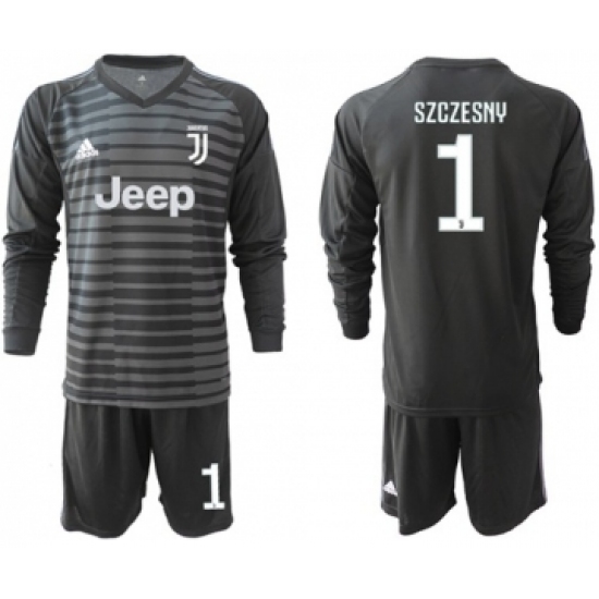 Juventus 1 Szczesny Black Goalkeeper Long Sleeves Soccer Club Jersey