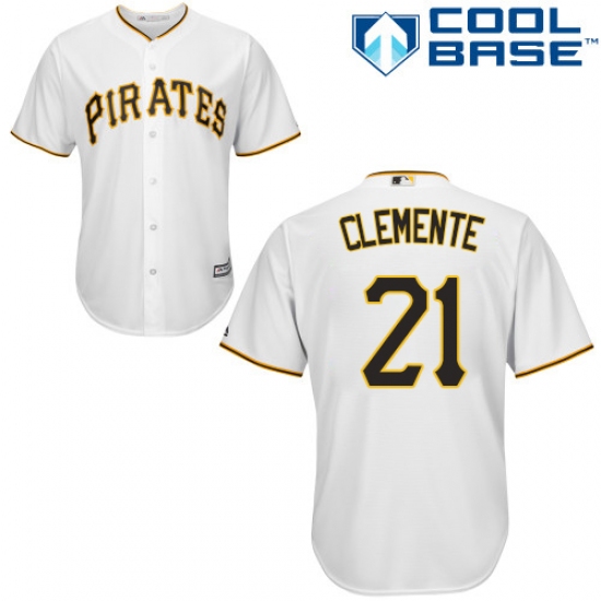 Youth Majestic Pittsburgh Pirates 21 Roberto Clemente Authentic White Home Cool Base MLB Jersey