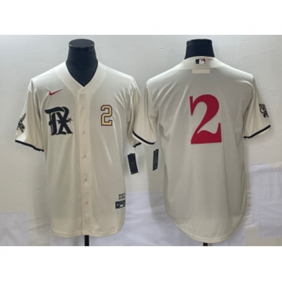 Men's Texas Rangers 2 Marcus Semien Number Cream 2023 City Connect Stitched Baseball Jersey