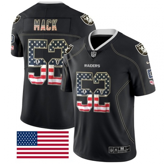 Men's Nike Oakland Raiders 52 Khalil Mack Limited Black Rush USA Flag NFL Jersey