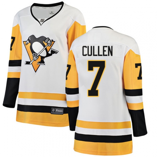 Women's Pittsburgh Penguins 7 Matt Cullen Authentic White Away Fanatics Branded Breakaway NHL Jersey