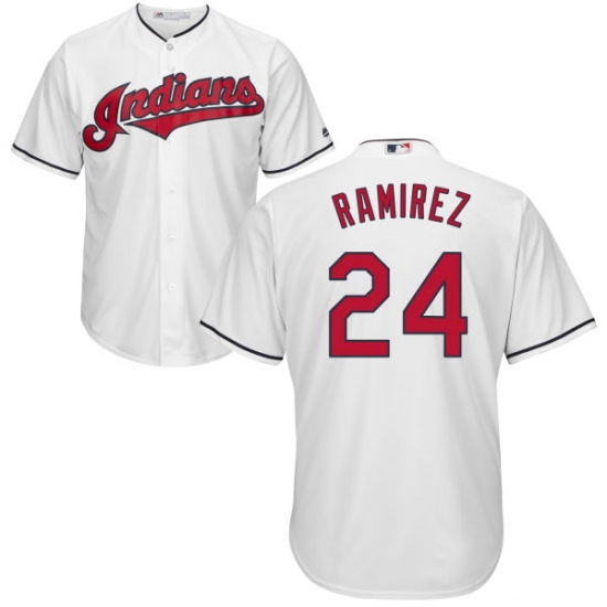 Men's Majestic Cleveland Indians 24 Manny Ramirez Replica White Home Cool Base MLB Jersey