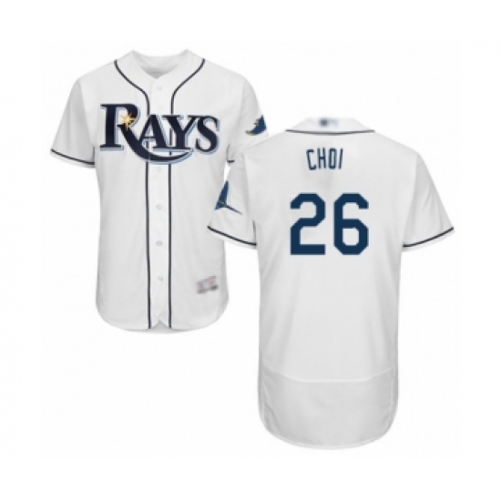Men's Tampa Bay Rays 26 Ji-Man Choi Home White Home Flex Base Authentic Collection Baseball Player Jersey