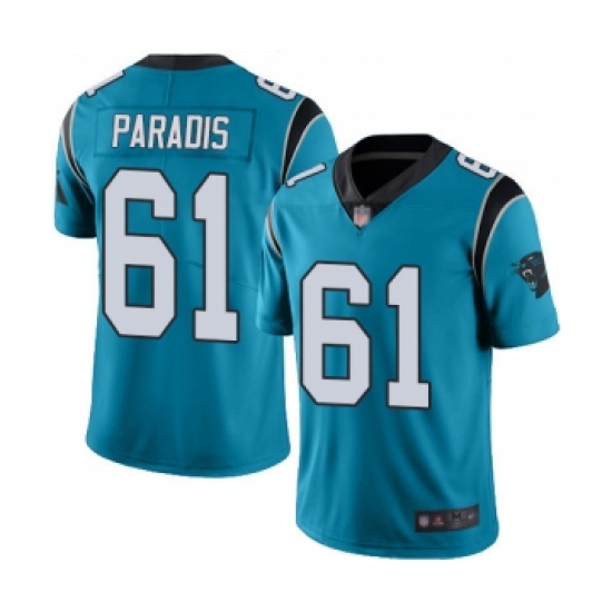 Men's Carolina Panthers 61 Matt Paradis Limited Blue Rush Vapor Untouchable Football Jersey