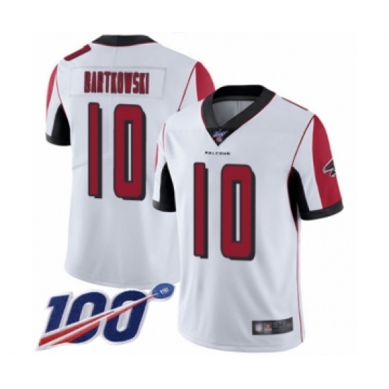 Men's Atlanta Falcons 10 Steve Bartkowski White Vapor Untouchable Limited Player 100th Season Football Jersey