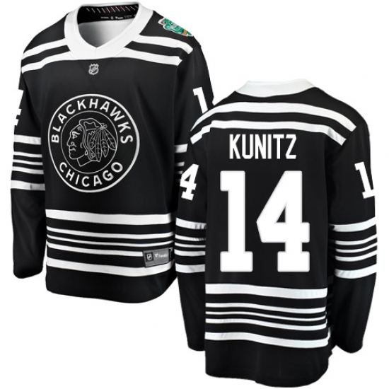 Men's Chicago Blackhawks 14 Chris Kunitz Black 2019 Winter Classic Fanatics Branded Breakaway NHL Jersey