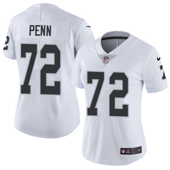 Women's Nike Oakland Raiders 72 Donald Penn White Vapor Untouchable Limited Player NFL Jersey