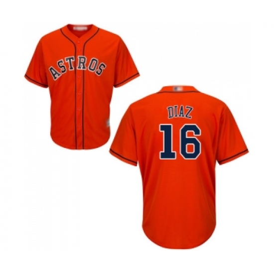 Men's Houston Astros 16 Aledmys Diaz Replica Orange Alternate Cool Base Baseball Jersey