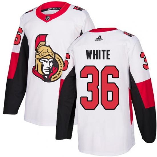 Men's Adidas Ottawa Senators 36 Colin White White Road Authentic Stitched NHL Jersey