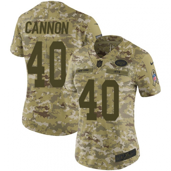 Women's Nike New York Jets 40 Trenton Cannon Limited Camo 2018 Salute to Service NFL Jersey