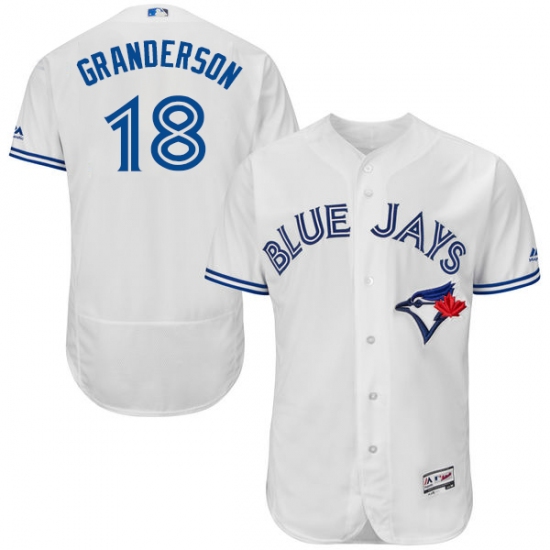 Men's Majestic Toronto Blue Jays 18 Curtis Granderson White Home Flex Base Authentic Collection MLB Jersey