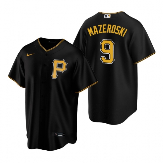 Men's Nike Pittsburgh Pirates 9 Bill Mazeroski Black Alternate Stitched Baseball Jersey
