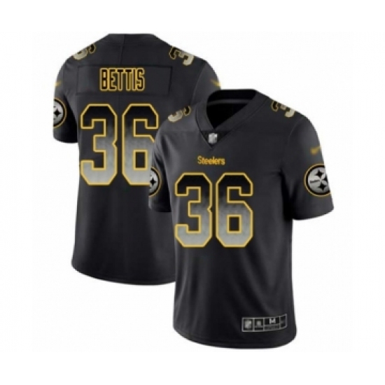 Men's Pittsburgh Steelers 36 Jerome Bettis Limited Black Smoke Fashion Football Jersey