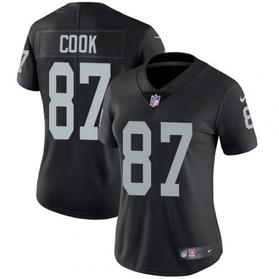 Women's Nike Oakland Raiders 87 Jared Cook Elite Black Team Color NFL Jersey