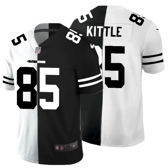 Men's San Francisco 49ers 85 George Kittle Black White Limited Split Fashion Football Jersey