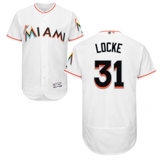 Men's Majestic Miami Marlins 31 Jeff Locke White Flexbase Authentic Collection MLB Jersey