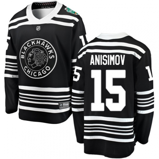 Men's Chicago Blackhawks 15 Artem Anisimov Black 2019 Winter Classic Fanatics Branded Breakaway NHL Jersey