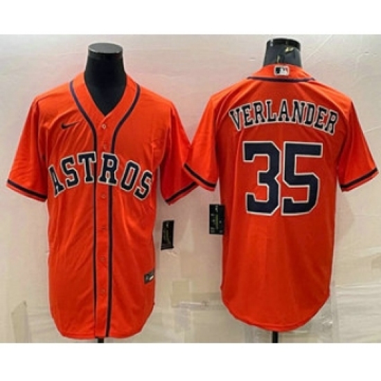 Men's Houston Astros 35 Justin Verlander Orange Stitched MLB Cool Base Nike Jersey