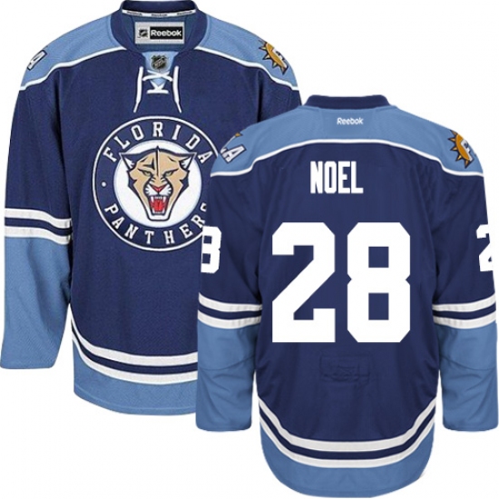 Men's Reebok Florida Panthers 28 Serron Noel Premier Navy Blue Third NHL Jersey