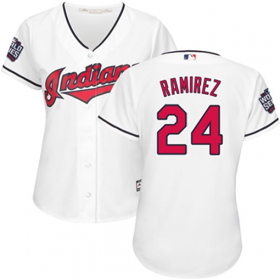 Women's Majestic Cleveland Indians 24 Manny Ramirez Authentic White Home 2016 World Series Bound Cool Base MLB Jersey