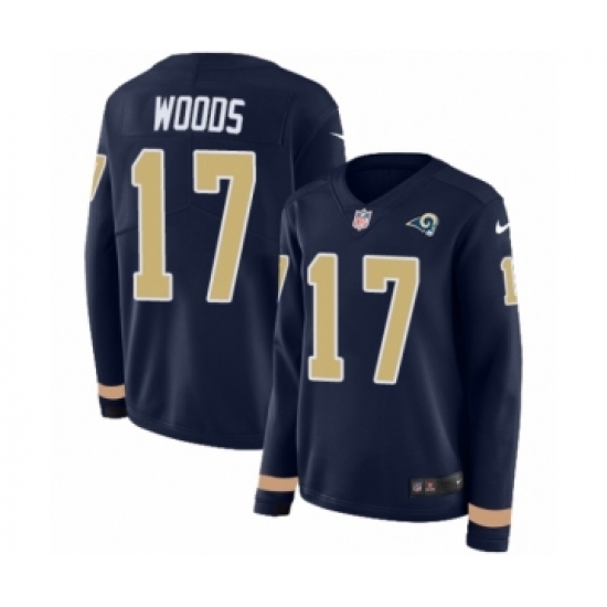 Women's Nike Los Angeles Rams 17 Robert Woods Limited Navy Blue Therma Long Sleeve NFL Jersey