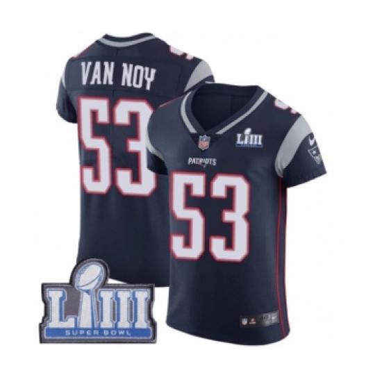 Men's Nike New England Patriots 53 Kyle Van Noy Navy Blue Team Color Vapor Untouchable Elite Player Super Bowl LIII Bound NFL Jersey