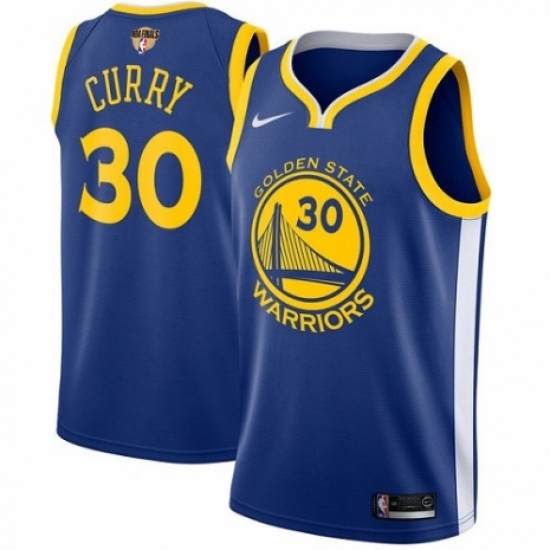 Youth Nike Golden State Warriors 30 Stephen Curry Swingman Royal Blue Road 2018 NBA Finals Bound NBA Jersey - Icon Edition