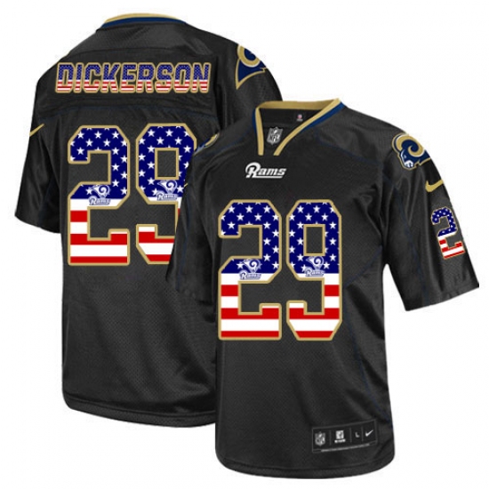 Men's Nike Los Angeles Rams 29 Eric Dickerson Elite Black USA Flag Fashion NFL Jersey